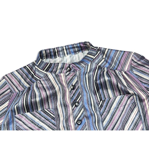 Mod Vintage 60s Twiggy Space Age Fit & Flare Twirl Mini Dress Striped Womens M - Picture 2 of 9